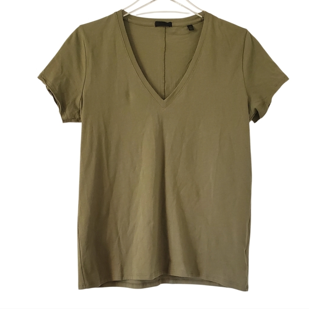 ATM  Anthony Thomas Melilo Jersey Classic V-Neck TEE  Olive Green L